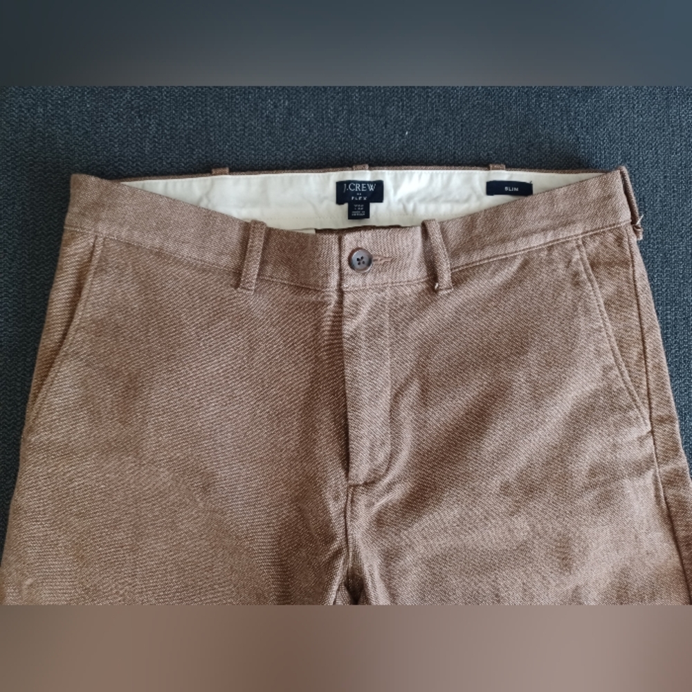 J.Crew Factory mens Slim-fit Thompson worsted wool suit pant sz 32 waist tan